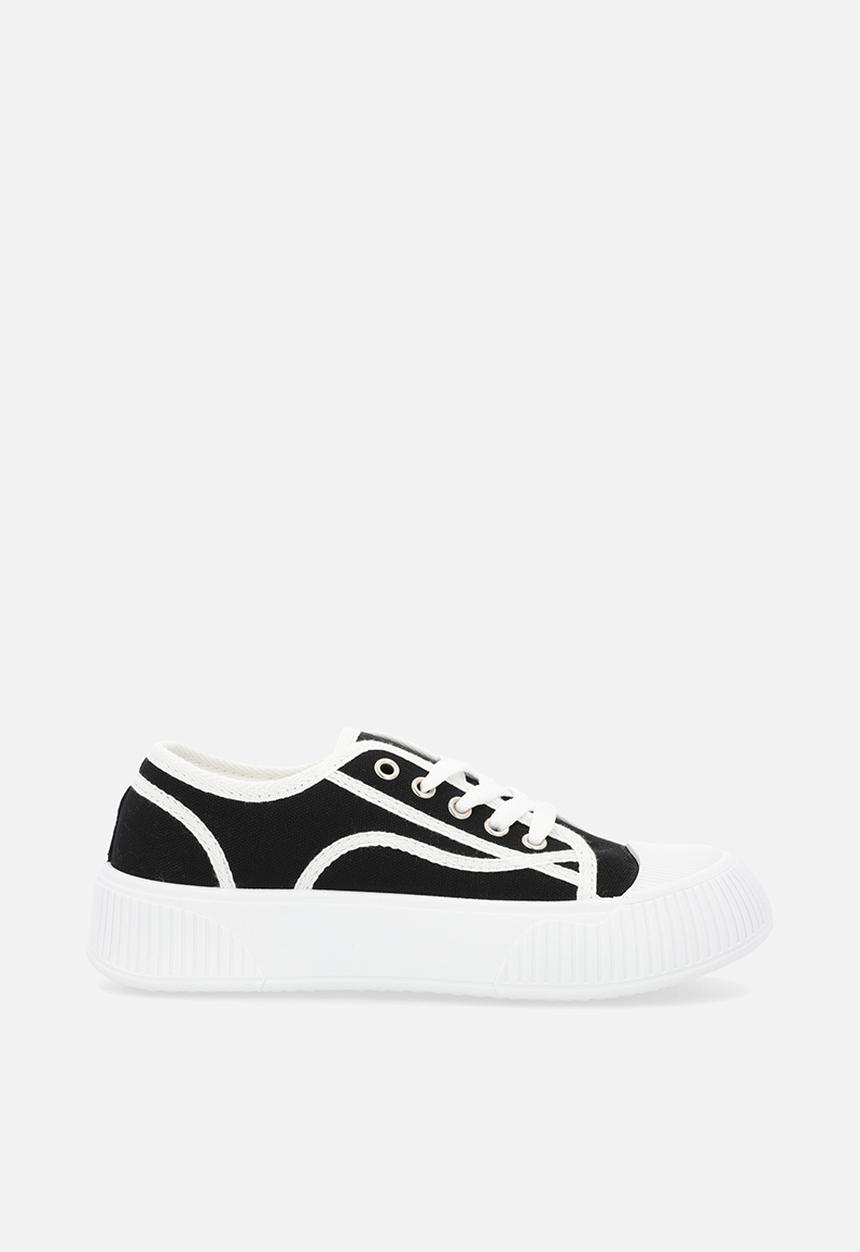 Pop Candy - Chunky sole lace up sneakers - black and white
