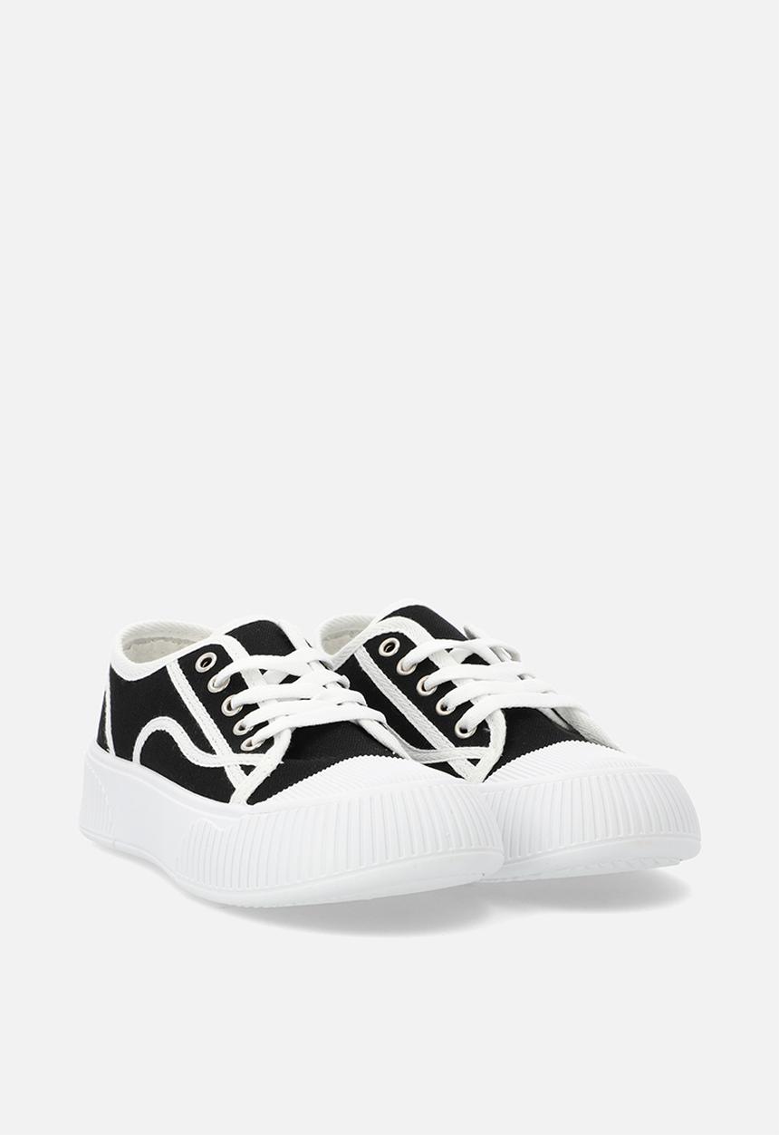 Pop Candy - Chunky sole lace up sneakers - black and white