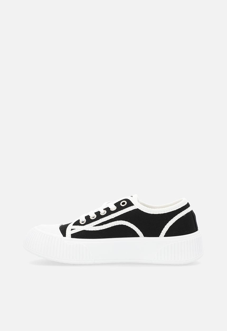 Pop Candy - Chunky sole lace up sneakers - black and white