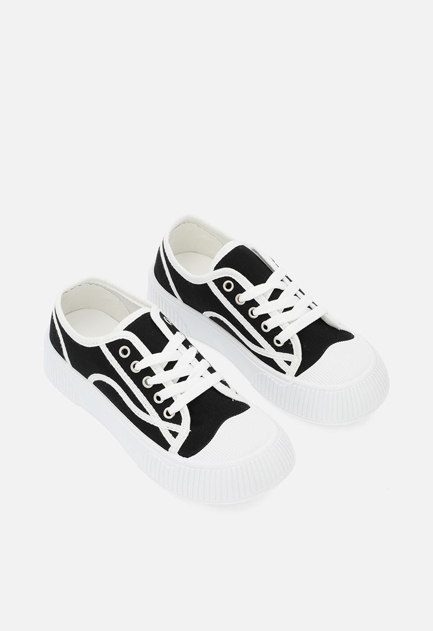 Pop Candy - Chunky sole lace up sneakers - black and white