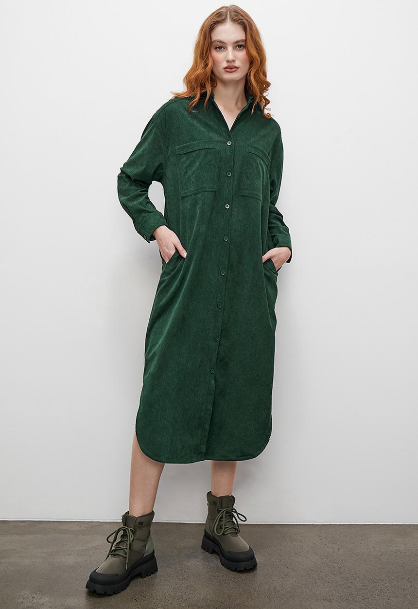 Superbalist - Corduroy shirt dress - forest green