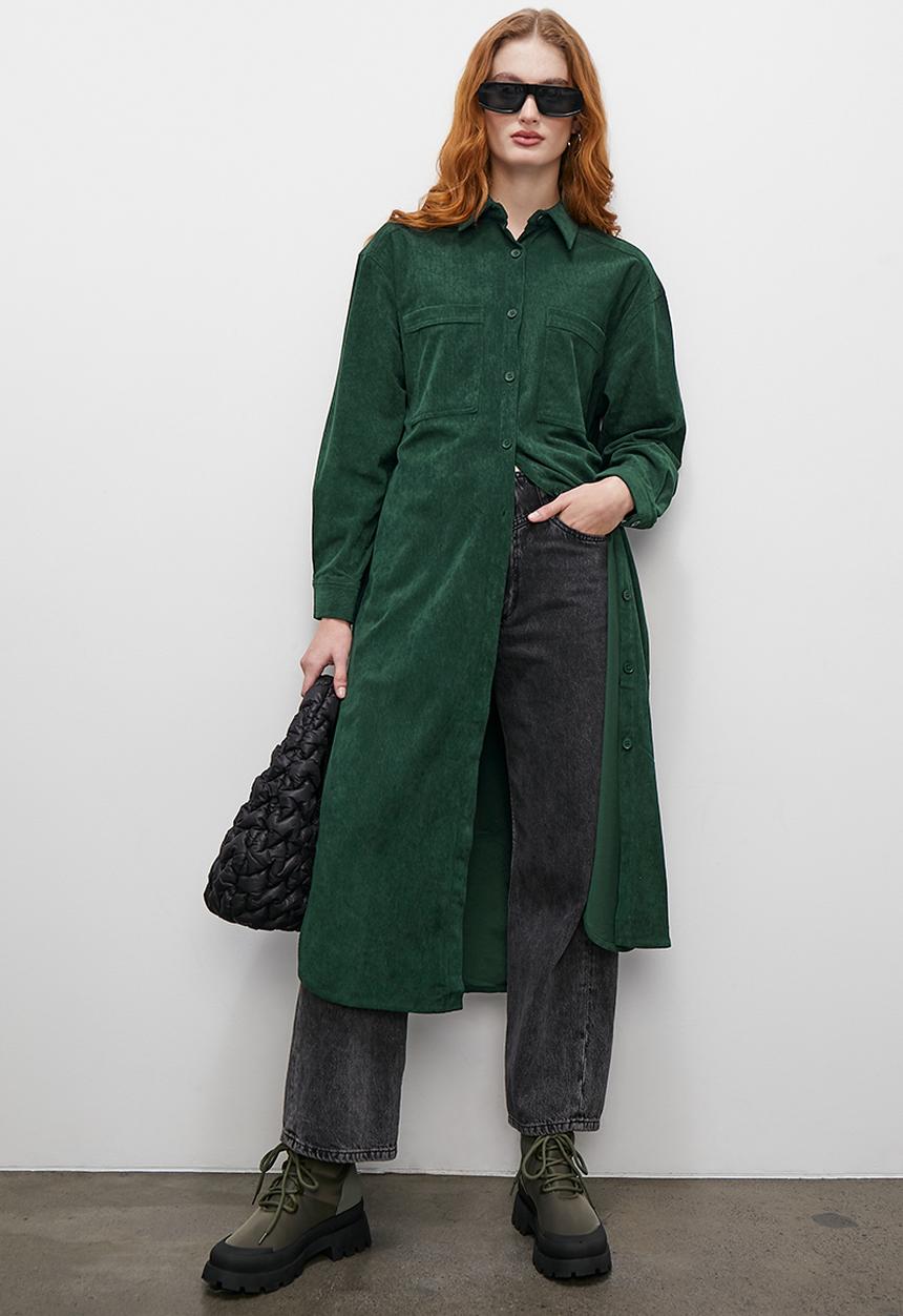 Superbalist - Corduroy shirt dress - forest green