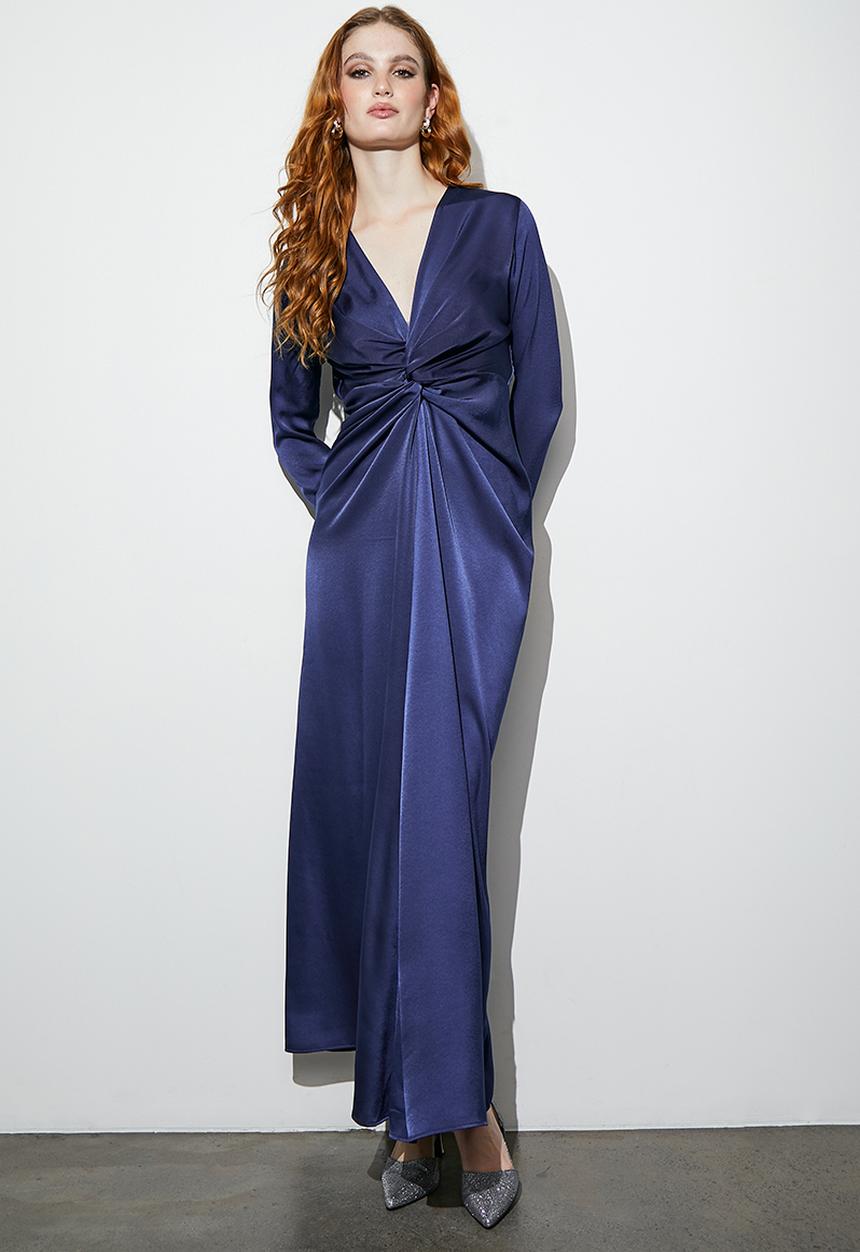 Superbalist - Twist front satin midi dress - navy