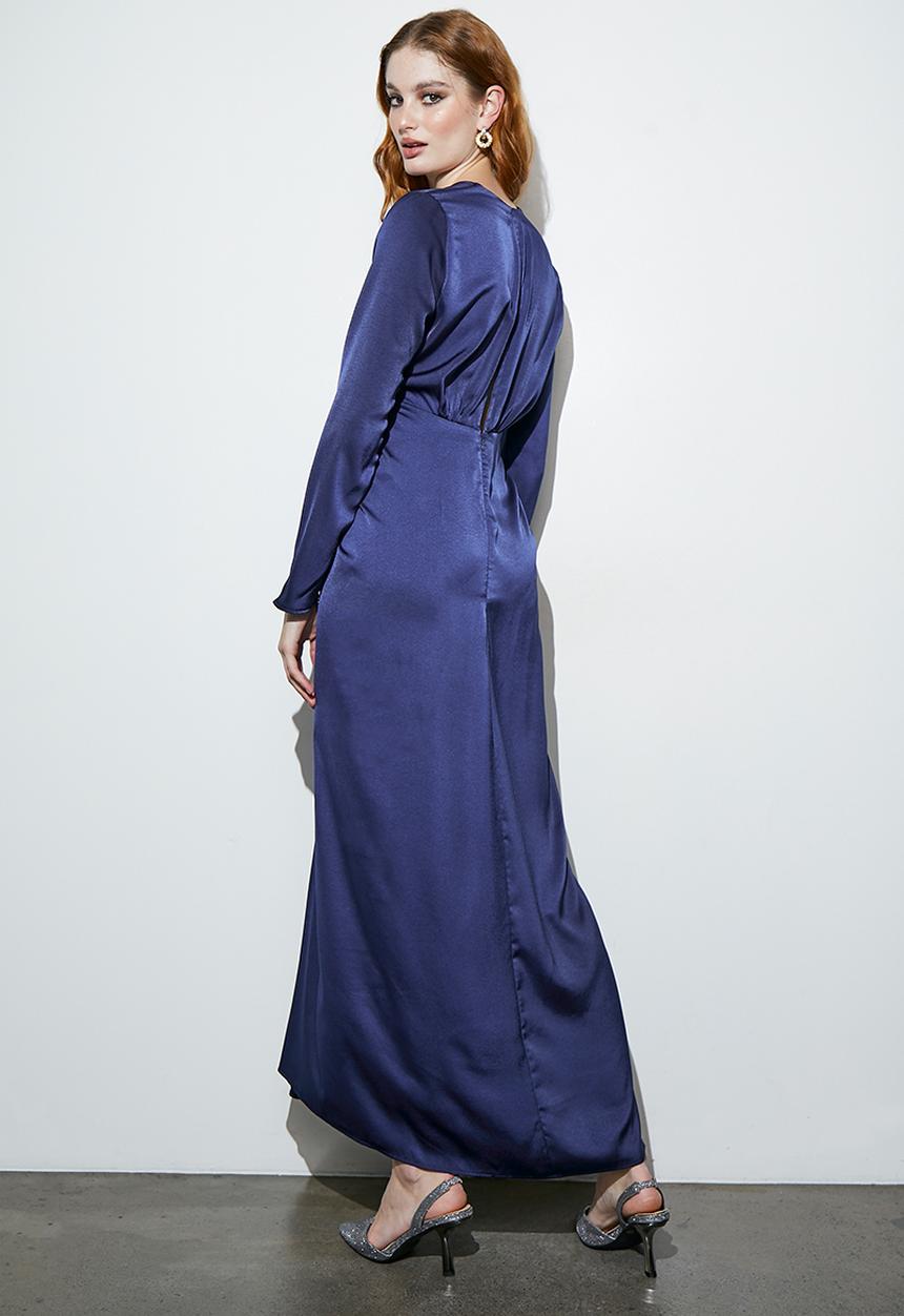 Superbalist - Twist front satin midi dress - navy
