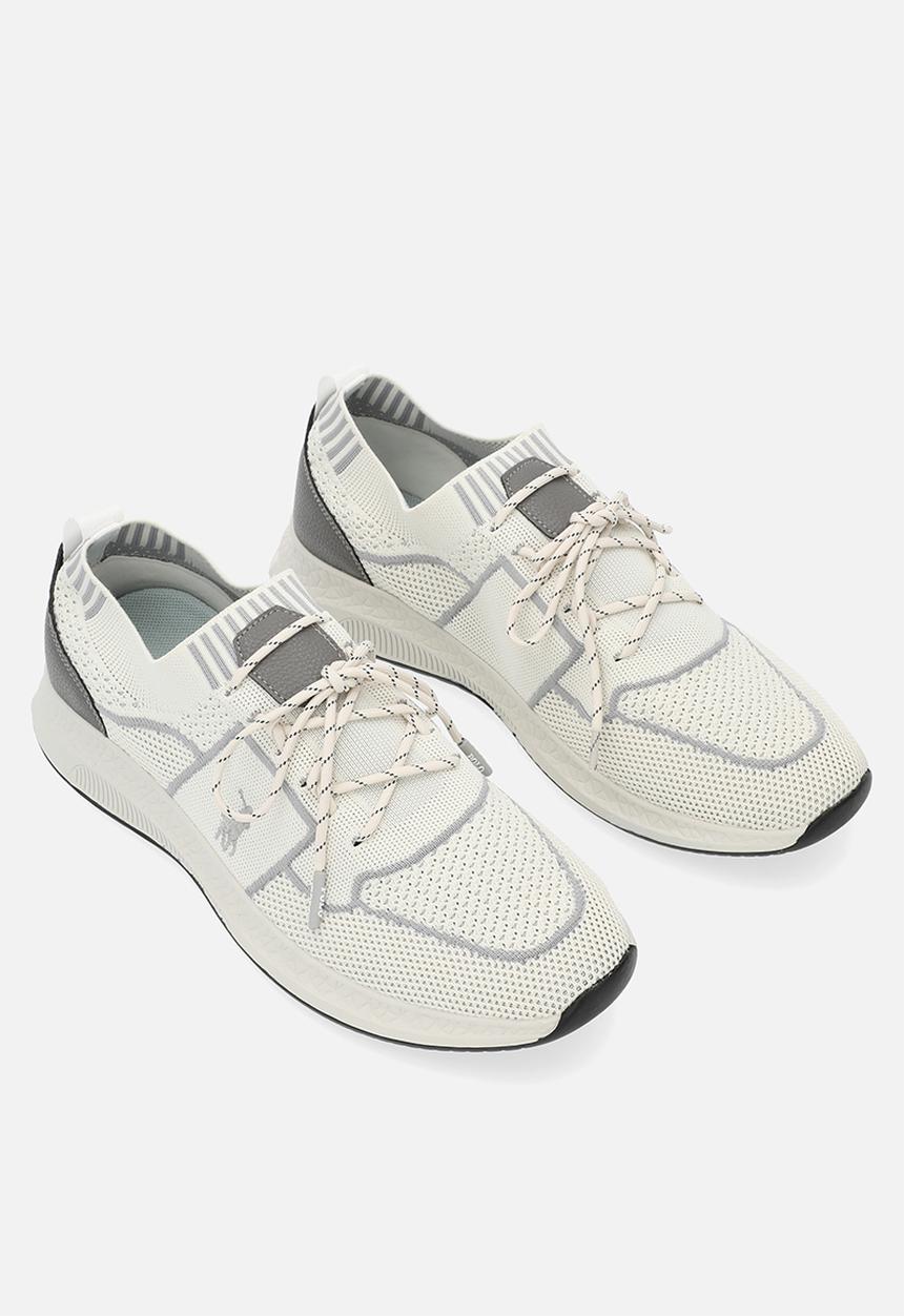 POLO - Side flash knit sneaker - off white