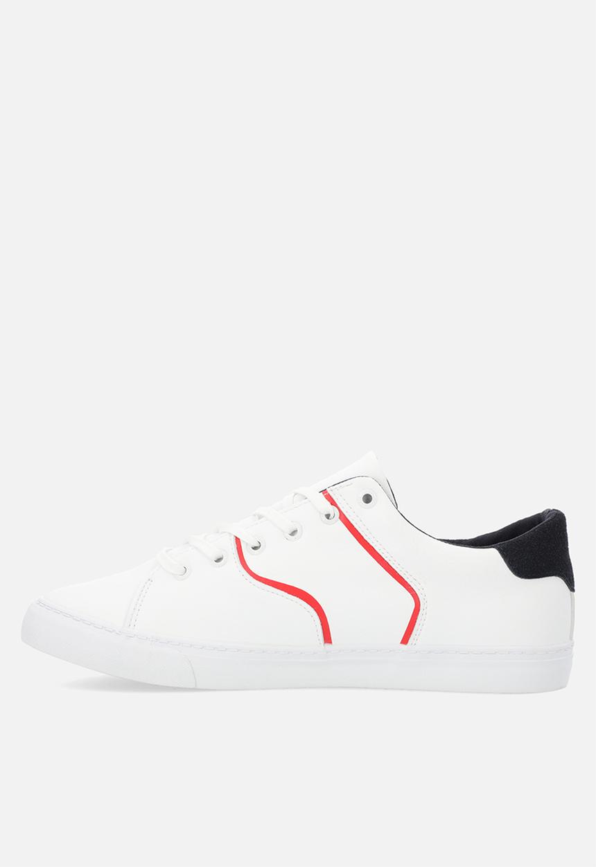 POLO - Side flash piping pu sneaker - navy & red