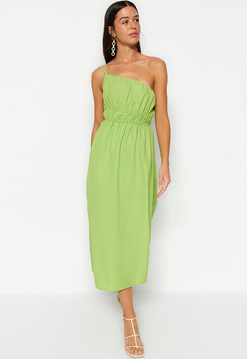 Trendyol - Assym midi dress - green