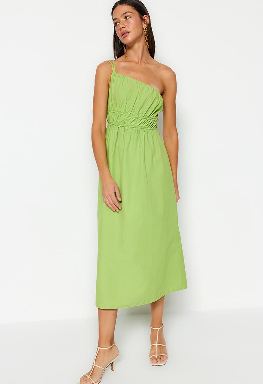 Trendyol - Assym midi dress - green