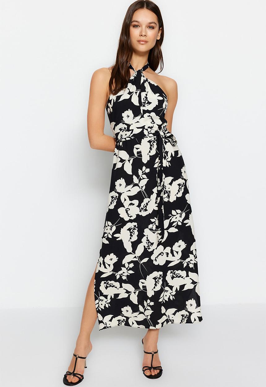 Trendyol - Open back halter neck dress - black