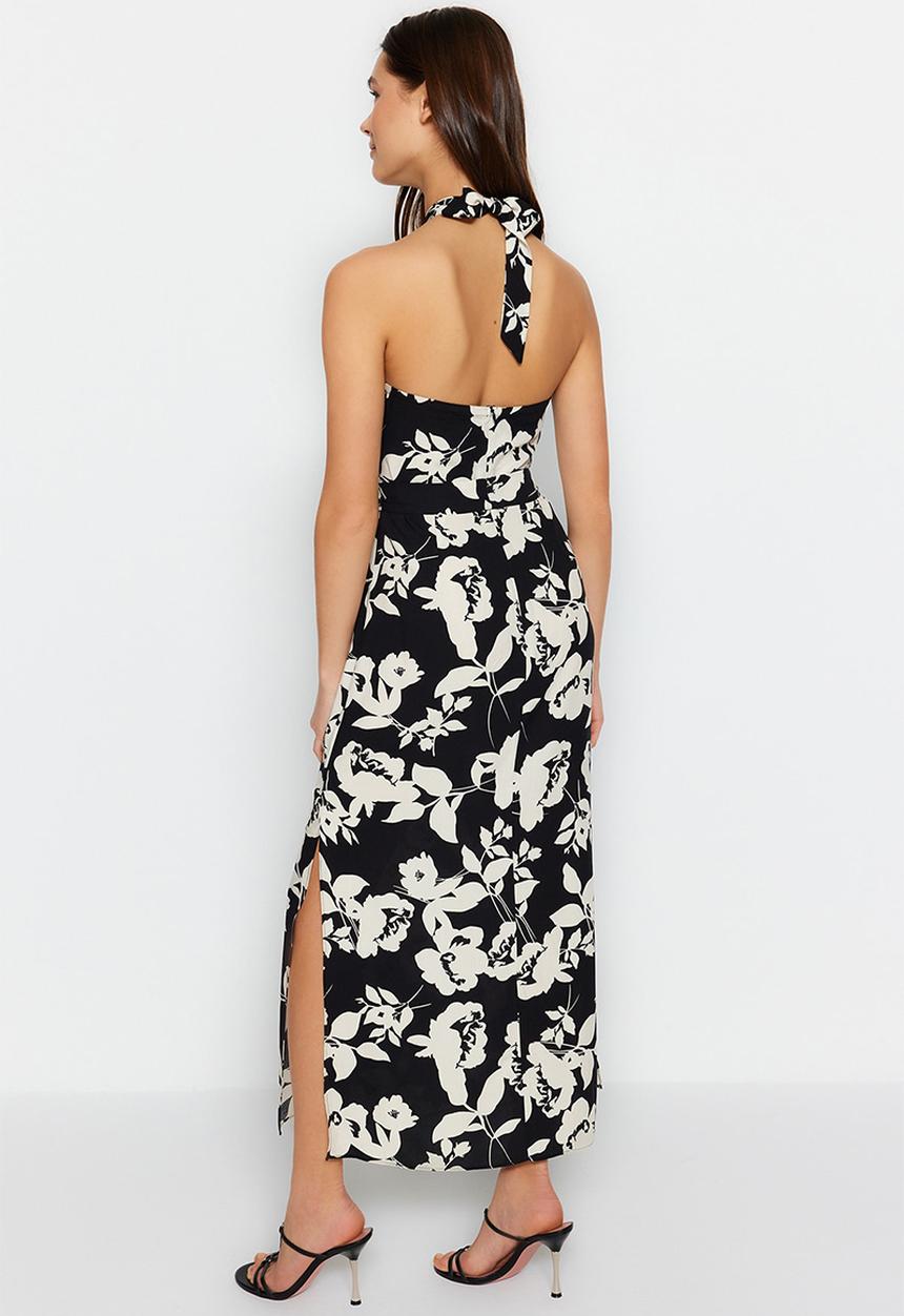 Trendyol - Open back halter neck dress - black