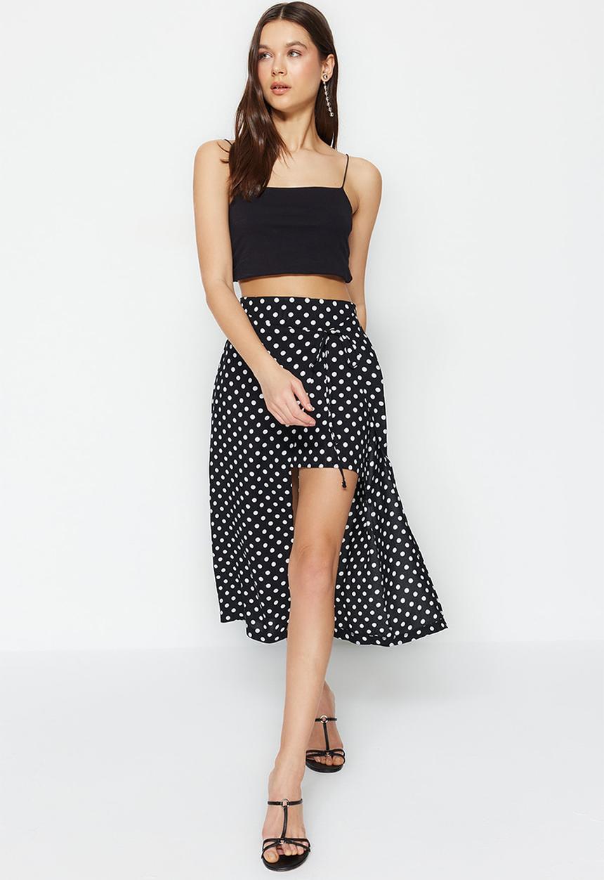 Trendyol - Polka dot midi skirt - black