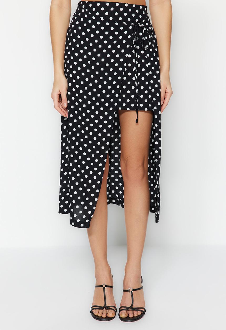 Trendyol - Polka dot midi skirt - black