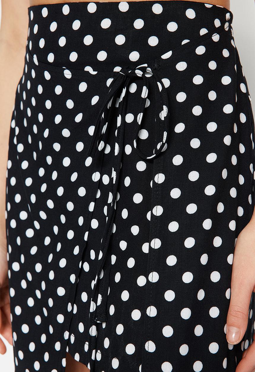 Trendyol - Polka dot midi skirt - black