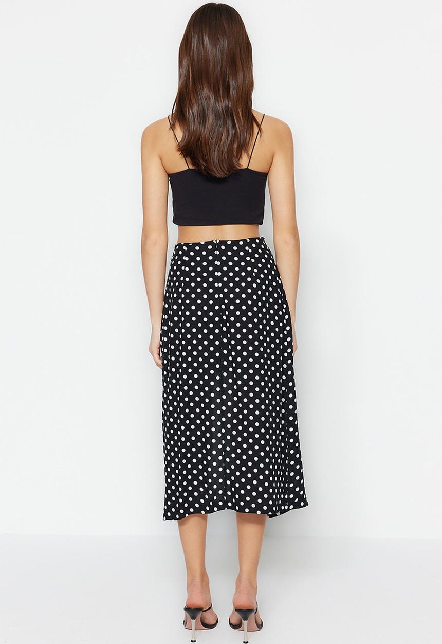 Trendyol - Polka dot midi skirt - black