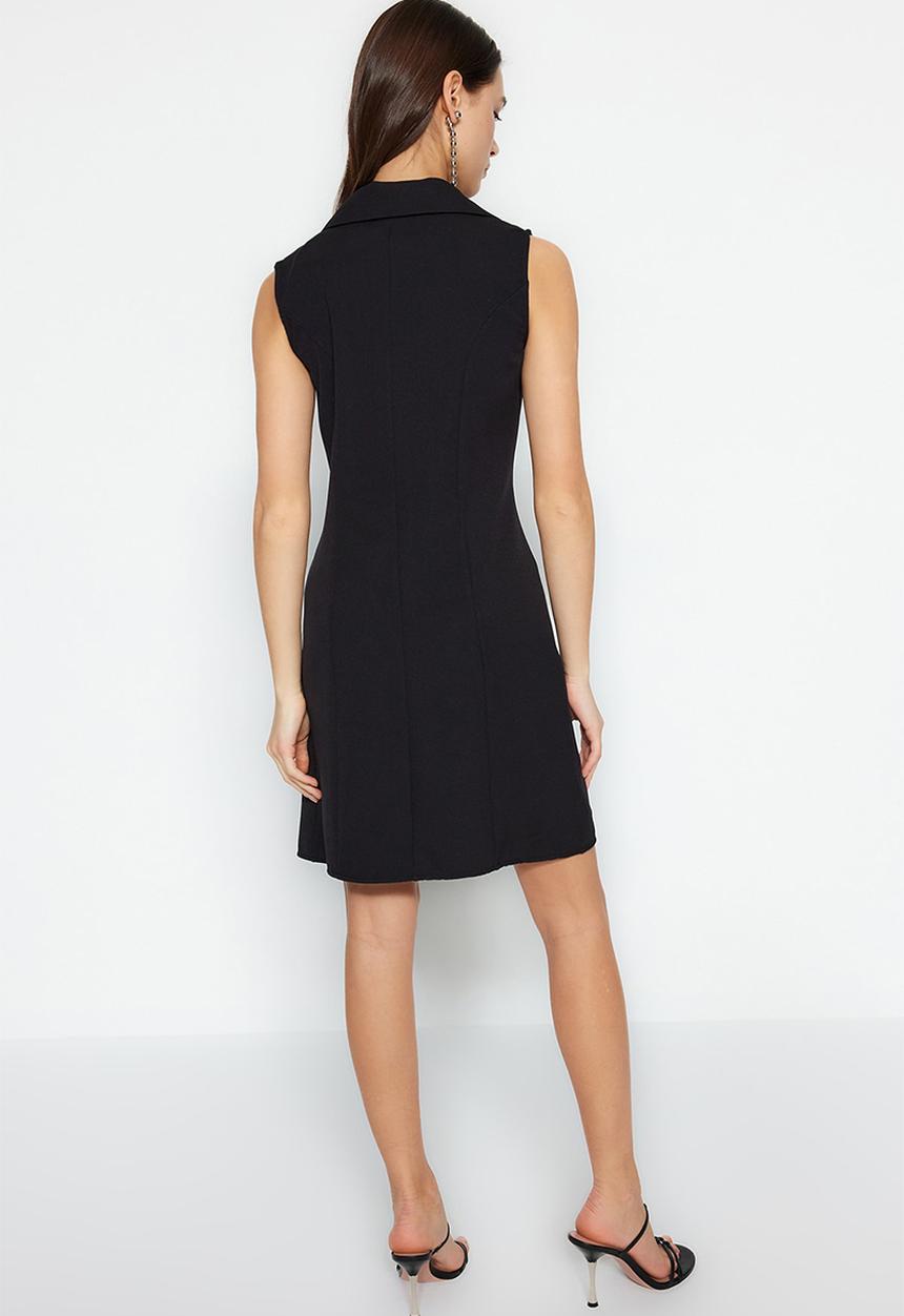 Trendyol - Sleeveless blazer style dress - black