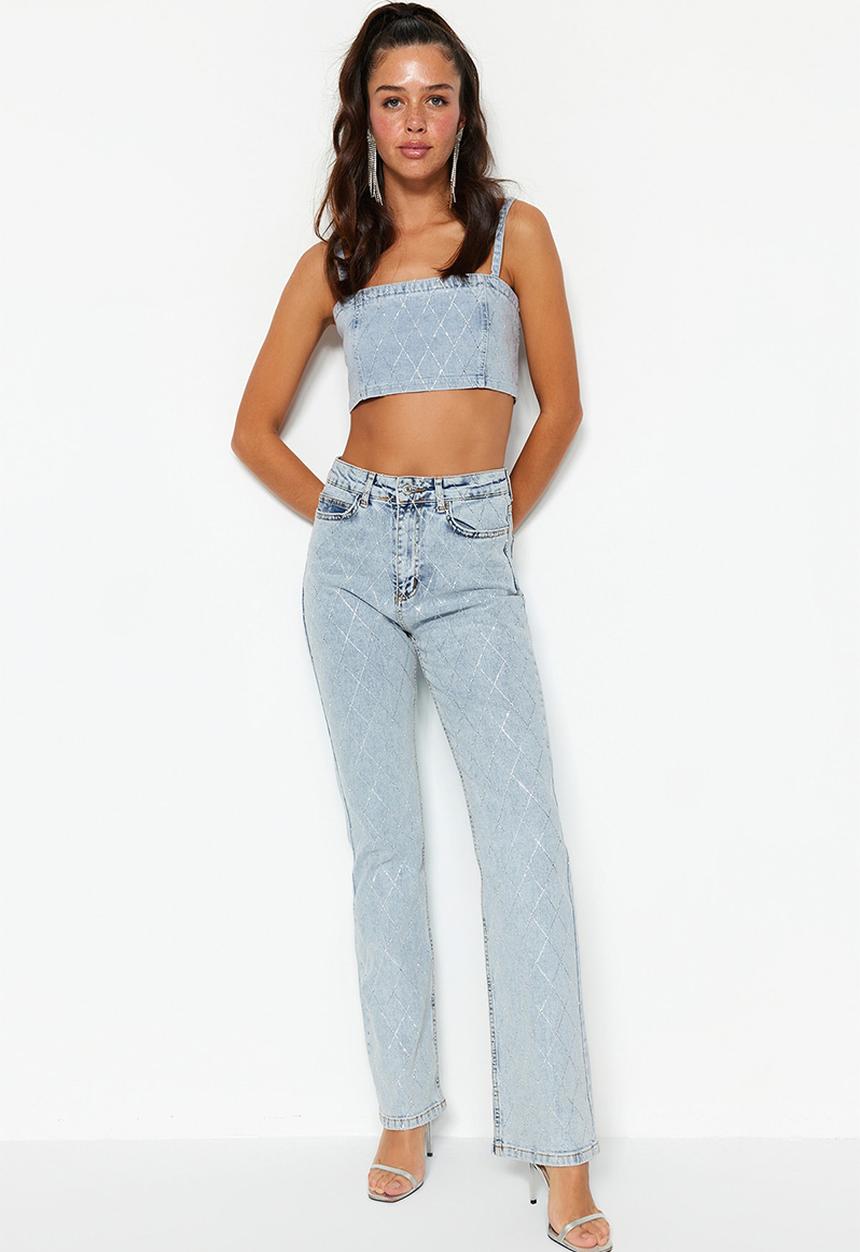 Trendyol - High rise bootcut jeans - blue