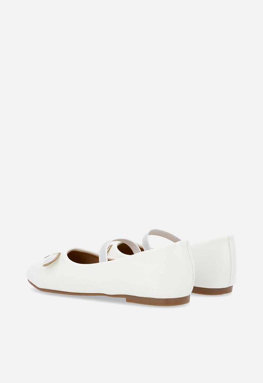 Pop Candy - Girls novelty pumps - white & silver