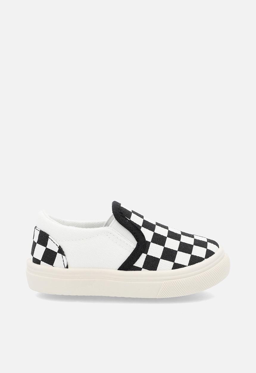 Pop Candy - Boys slip on sneaker -black and white 