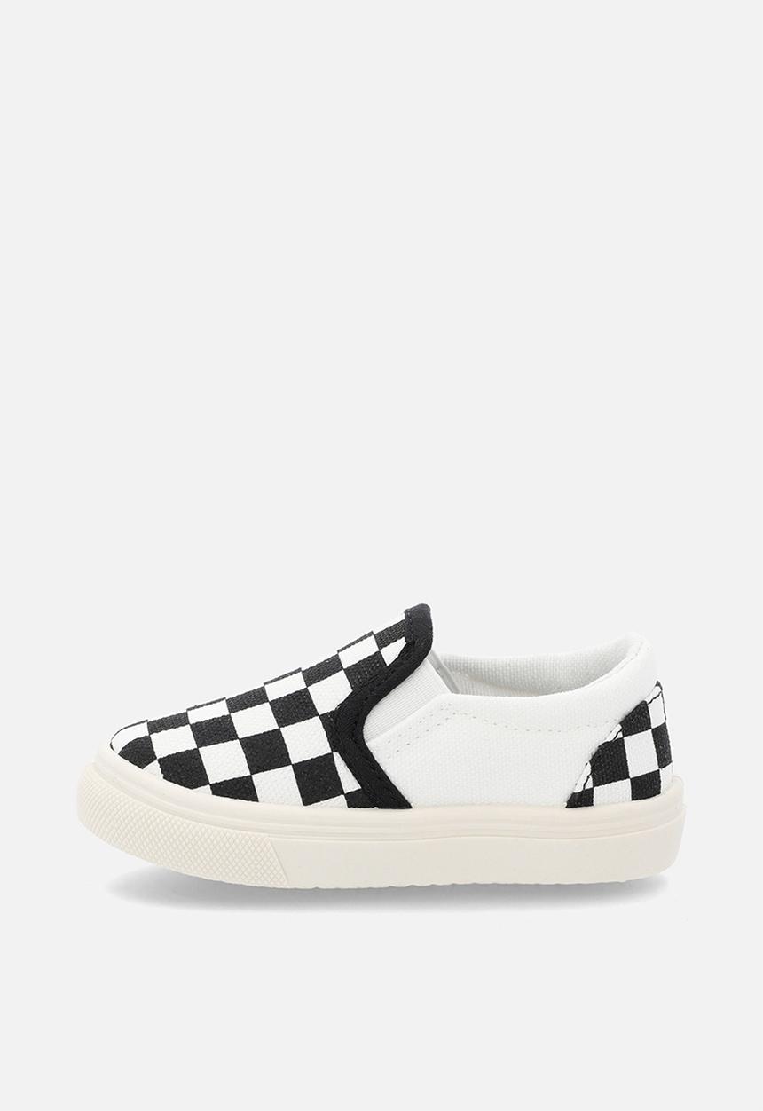 Pop Candy - Boys slip on sneaker -black and white 