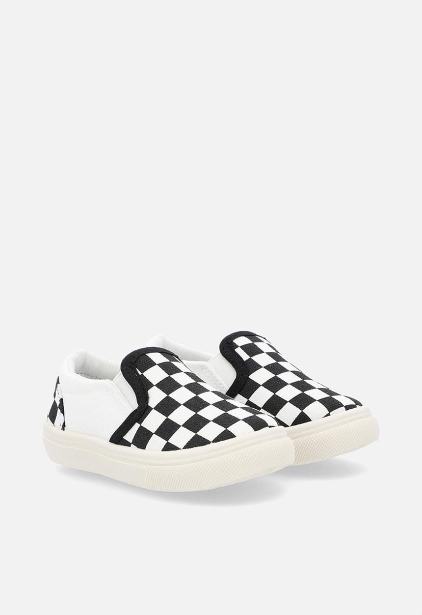 Pop Candy - Boys slip on sneaker -black and white 