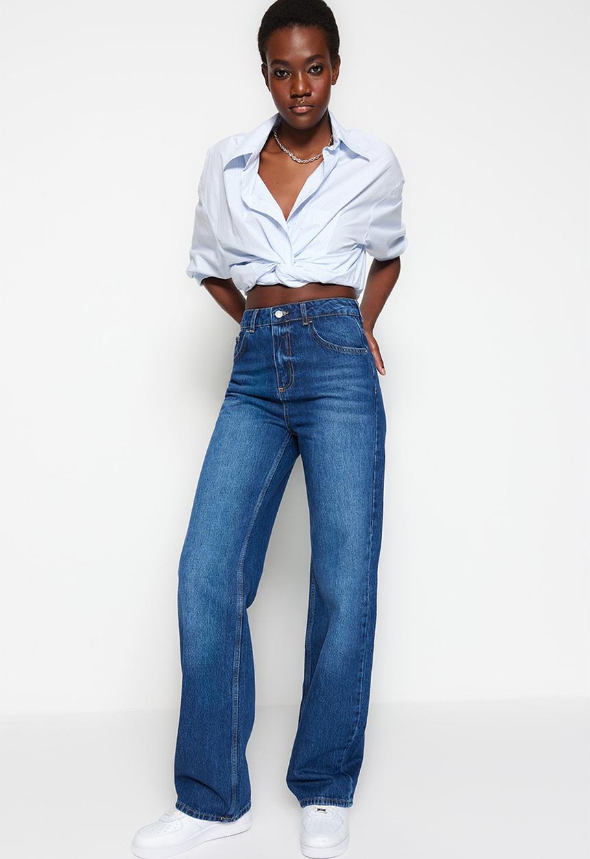 Trendyol - Long high rise jeans - dark blue