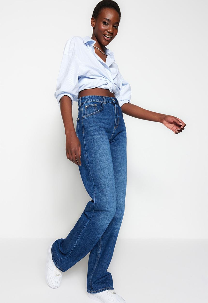 Trendyol - Long high rise jeans - dark blue
