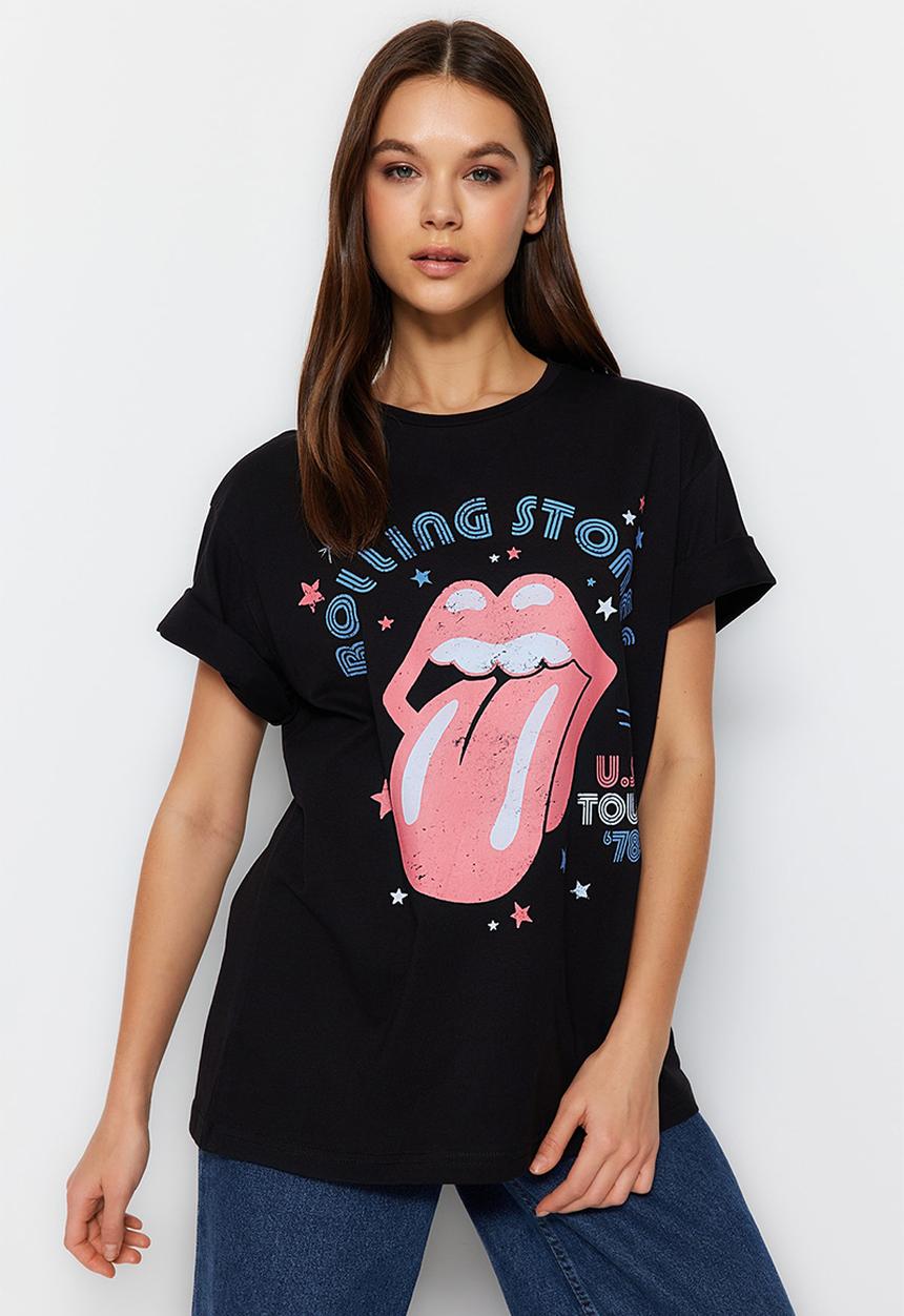 Trendyol - Rolling stones boyfriend t-shirt - black