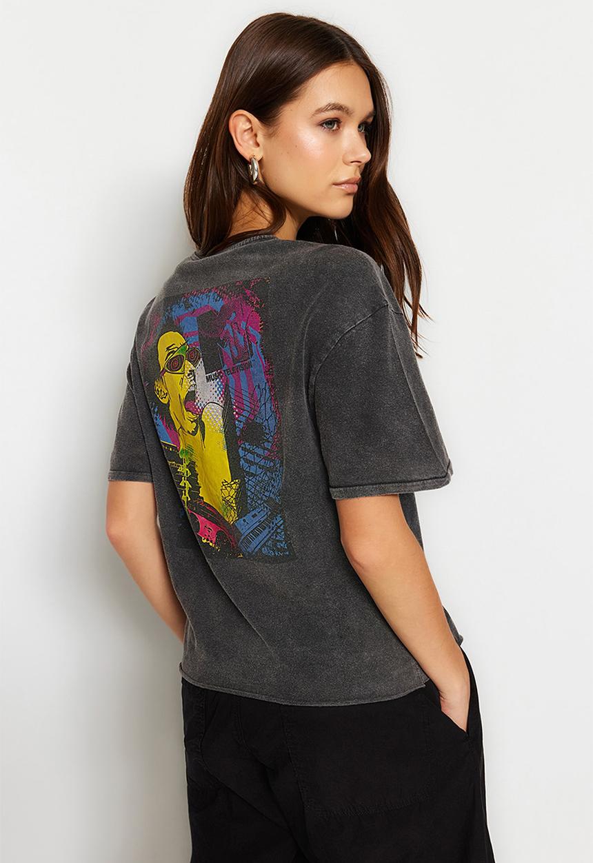 Trendyol - Mtv graphic t-shirt - anthracite