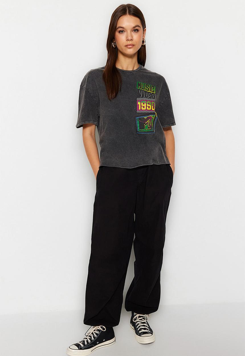 Trendyol - Mtv graphic t-shirt - anthracite