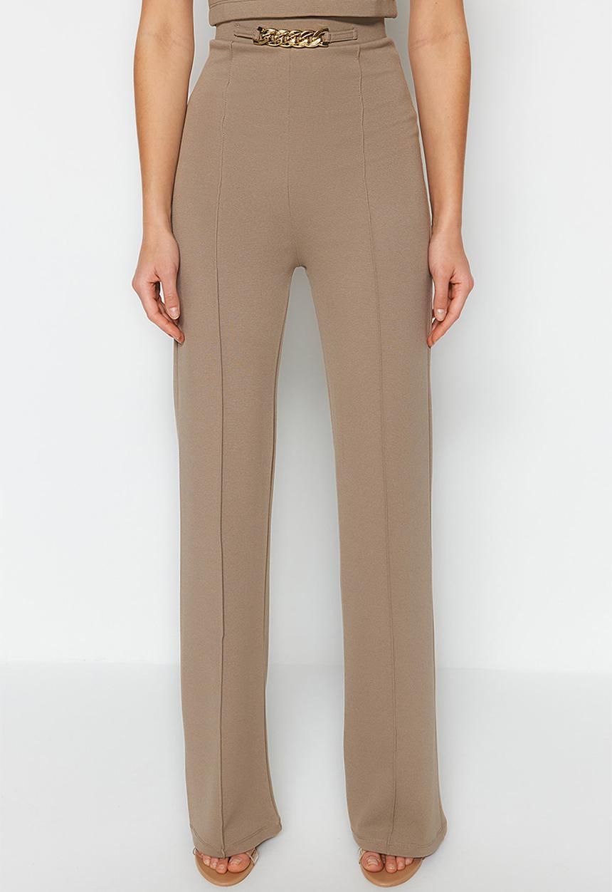 Trendyol - Chain detail straight leg trousers - mink