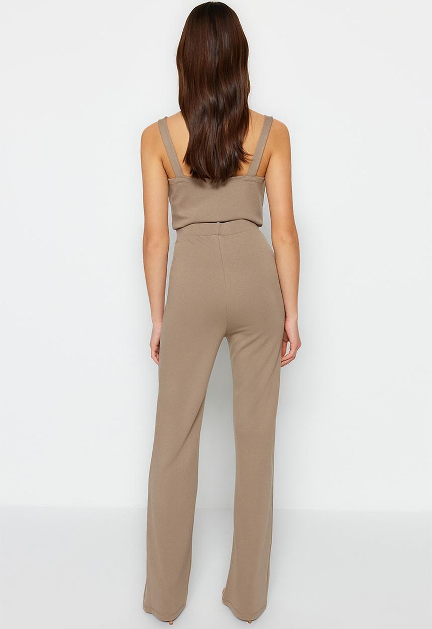 Trendyol - Chain detail straight leg trousers - mink