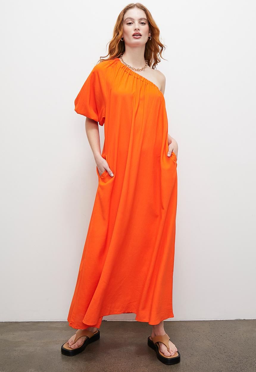 Superbalist - Asym shoulder trapeze maxi - orange