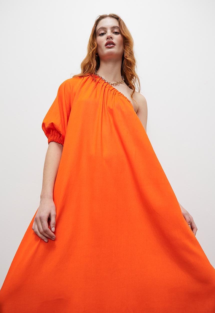 Superbalist - Asym shoulder trapeze maxi - orange
