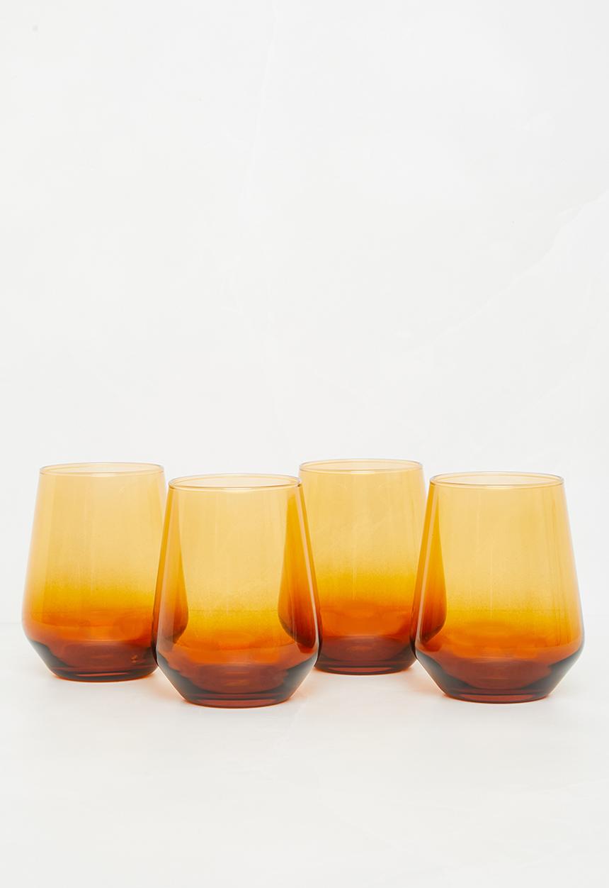 Excellent Houseware - Lucern drinking glass set of 4 - amber