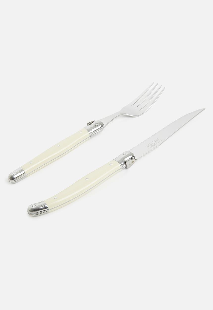 André Verdier - 12 pc steak knives & forks set - ivory