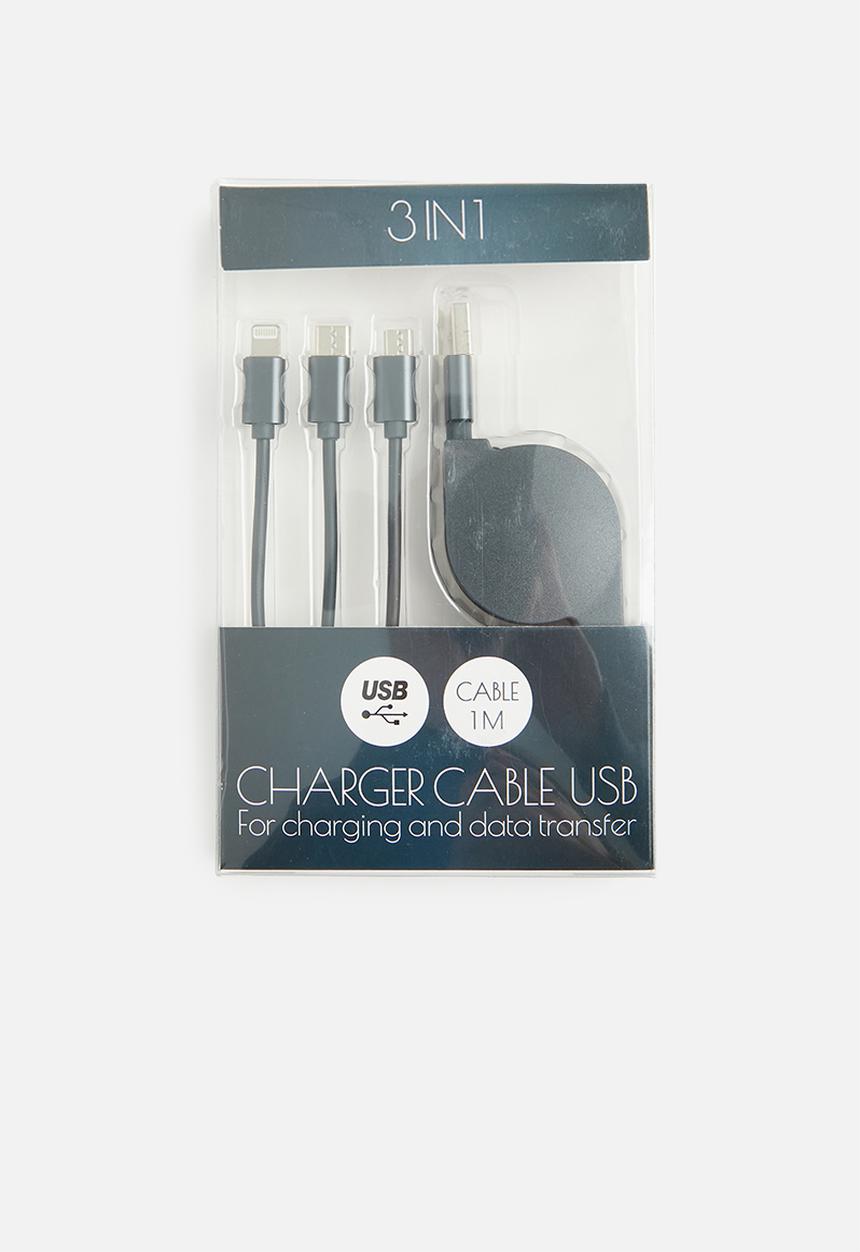 H&S - Usb charging cable 3in1 - black