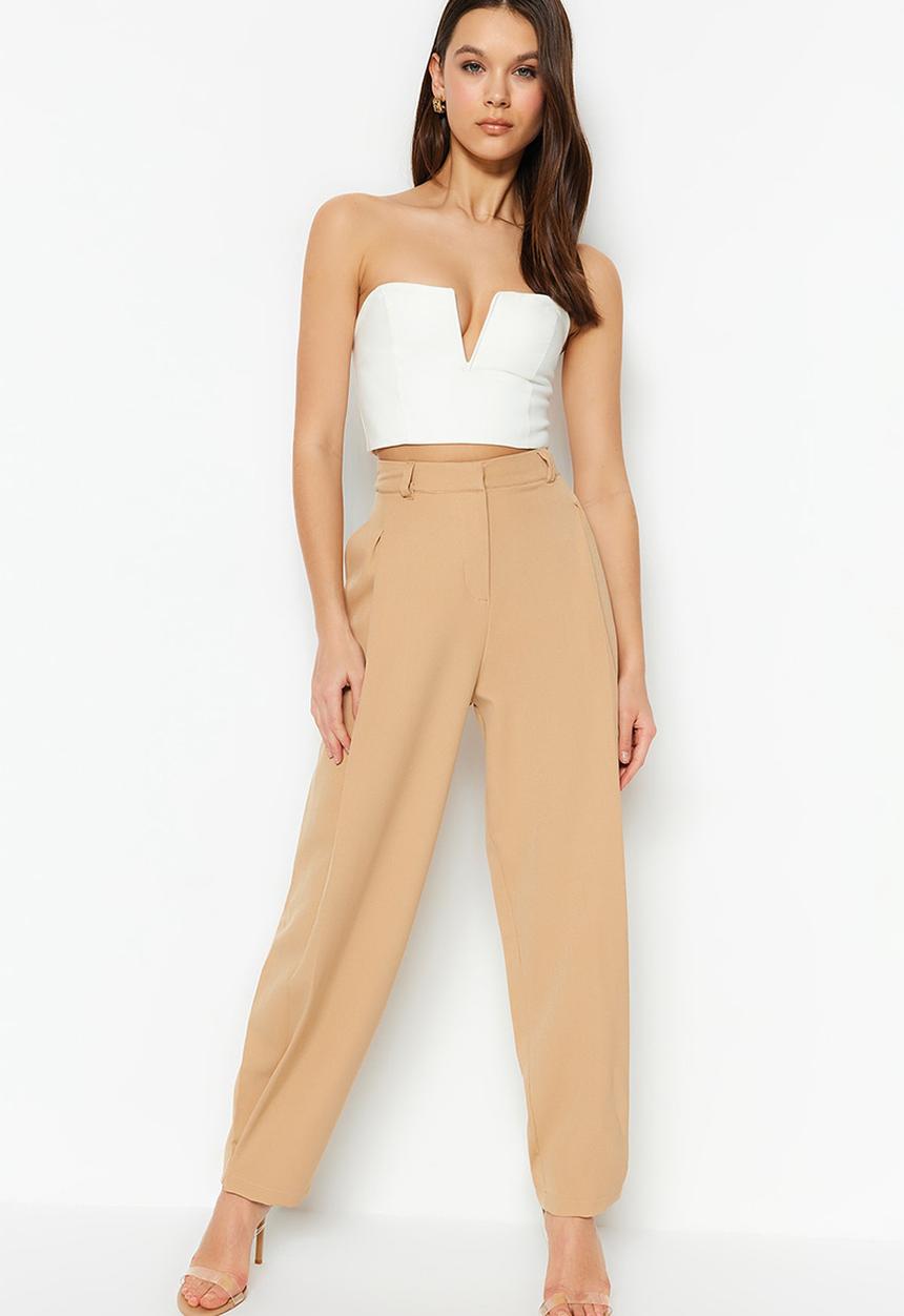 Trendyol - High rise tapered trousers - neutral