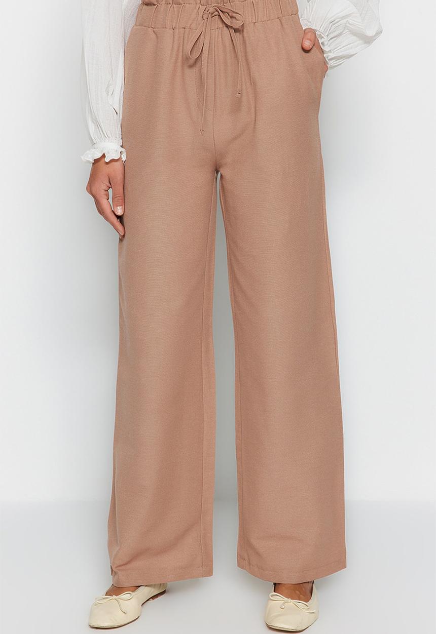 Trendyol - Wide leg drawstring trousers - mink