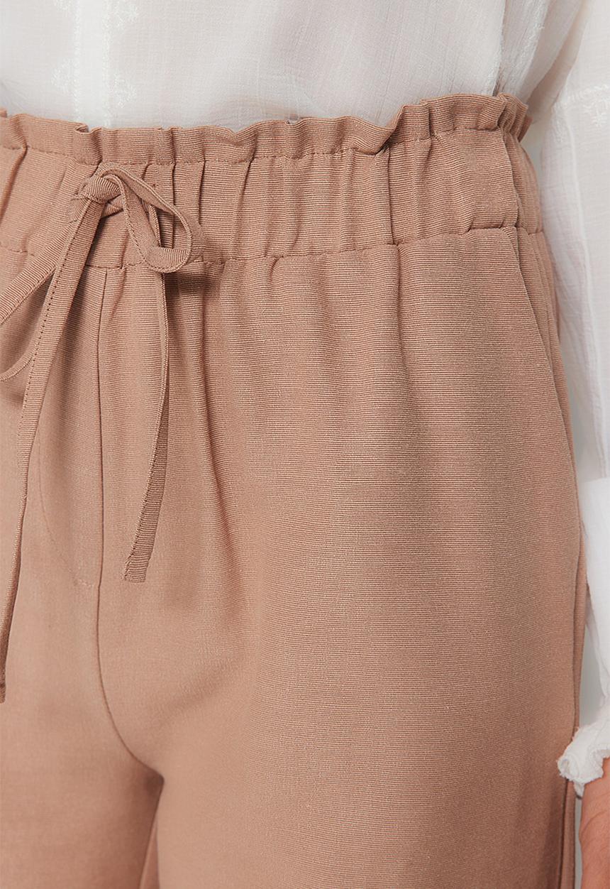 Trendyol - Wide leg drawstring trousers - mink