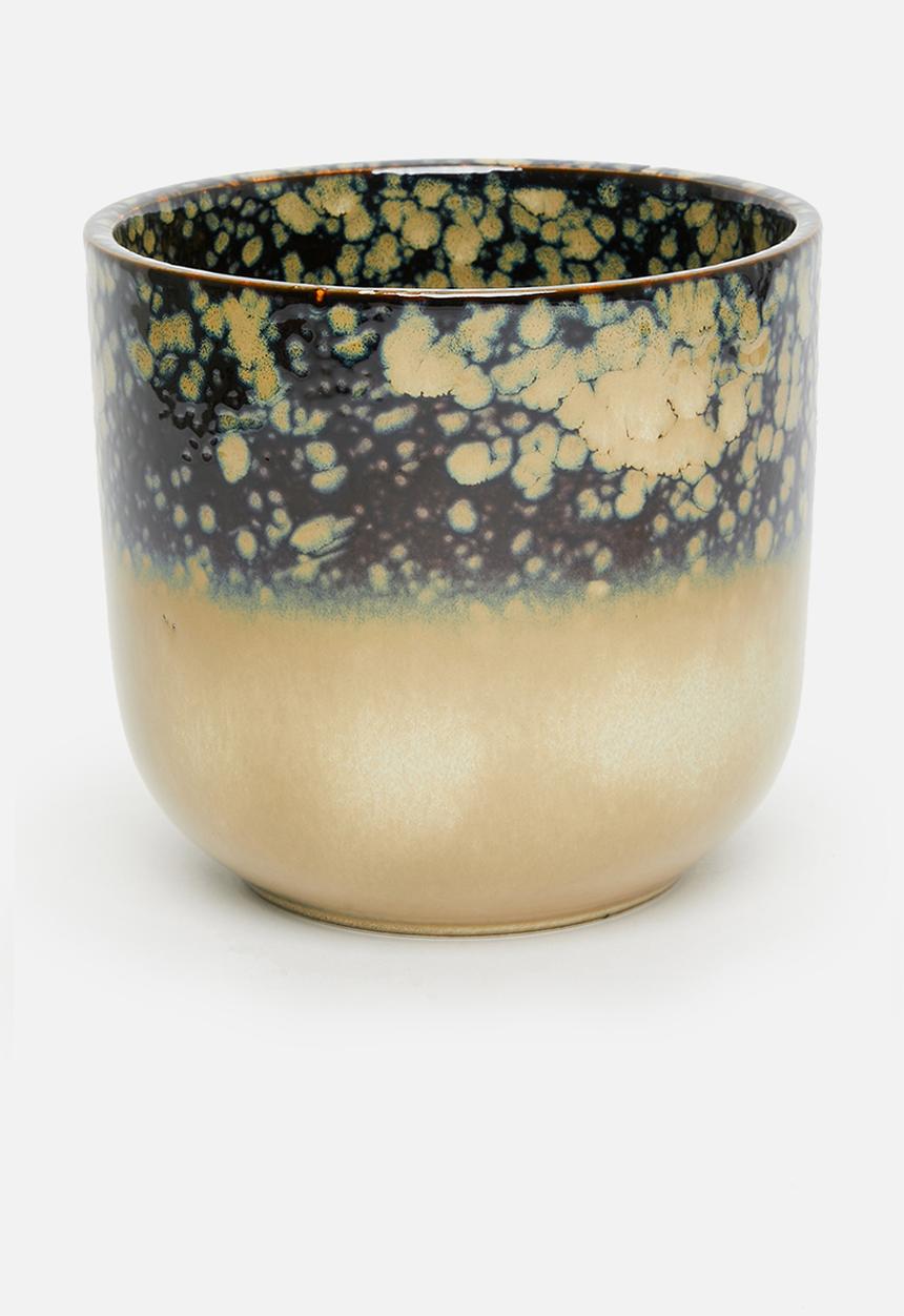 H&S - Rooted porcelain flowerpot - black