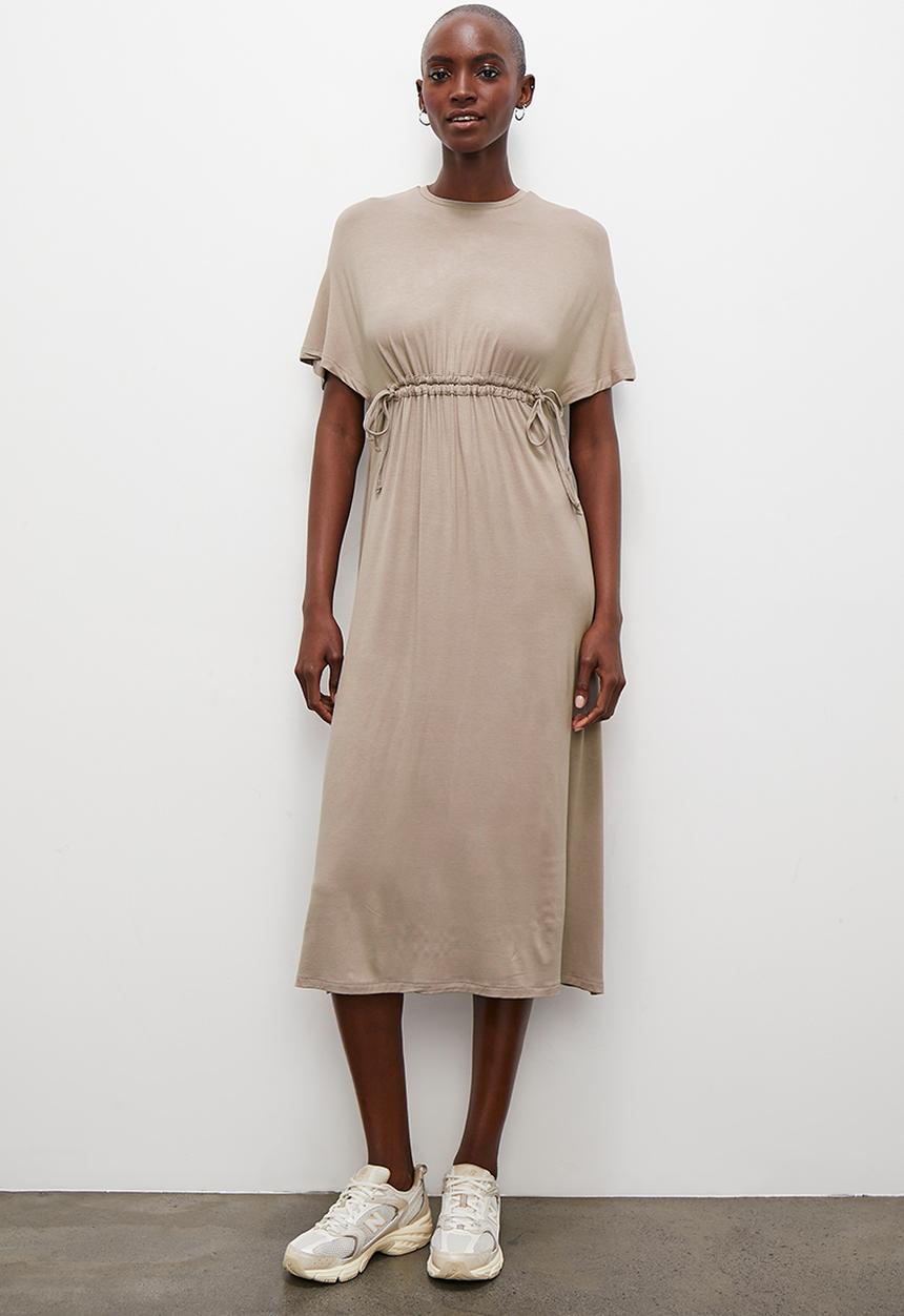 Superbalist - Drawstring detail t-shirt dress - taupe