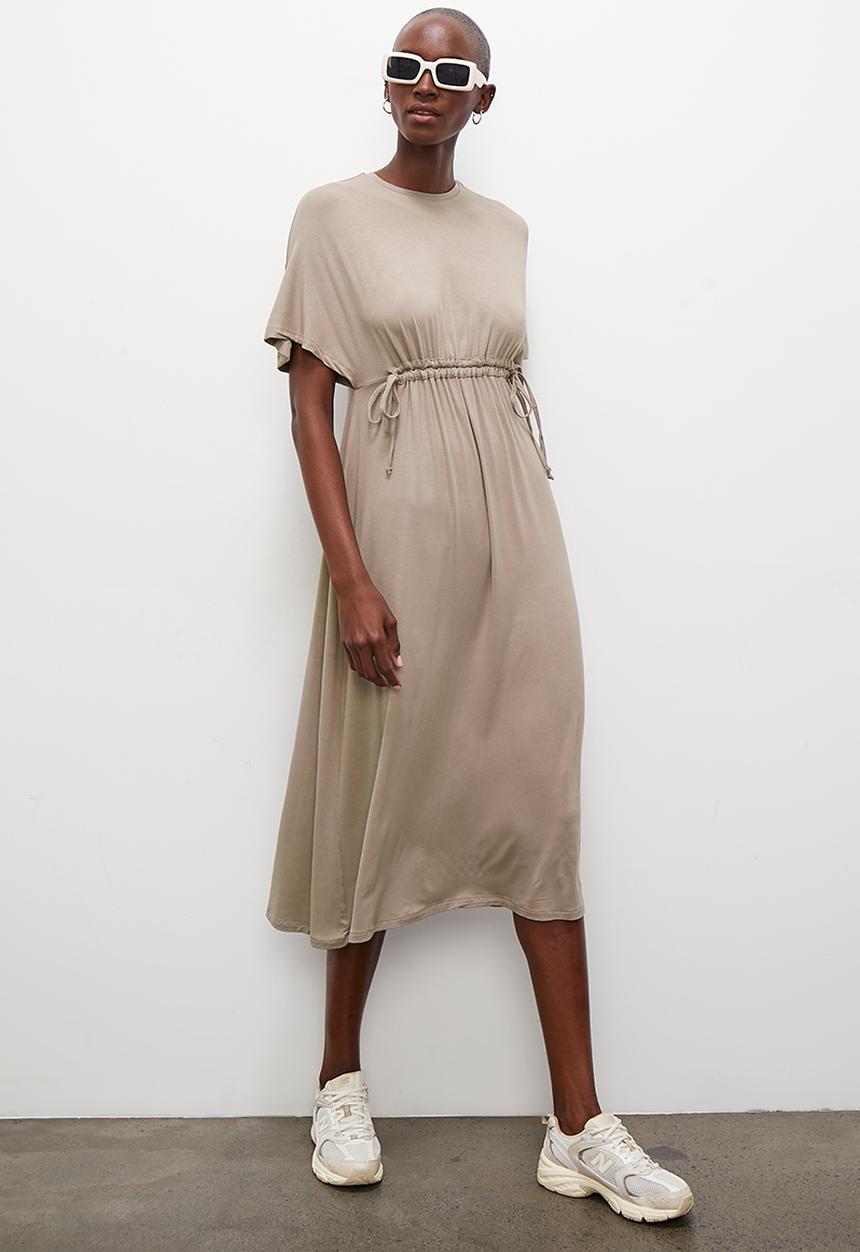 Superbalist - Drawstring detail t-shirt dress - taupe