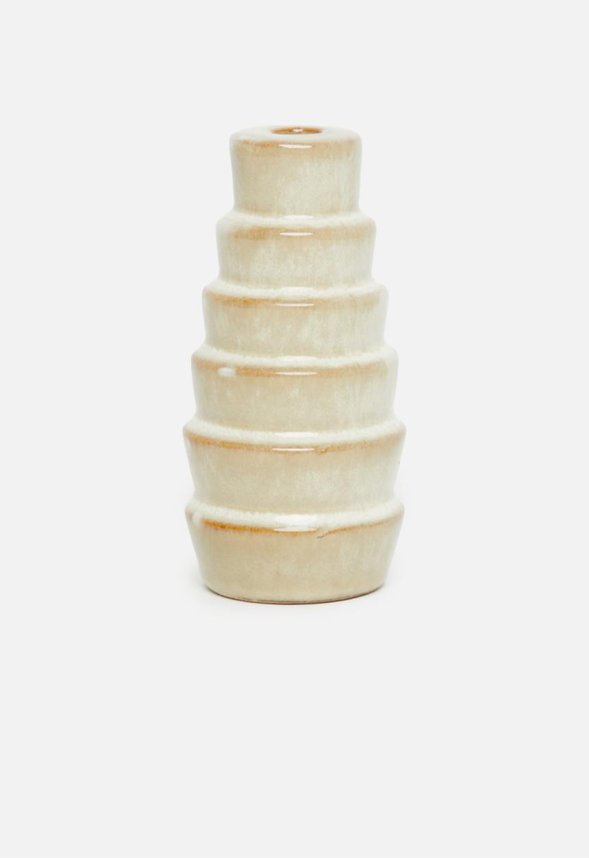 H&S - Reactive porcelain dinner candle holder - cream