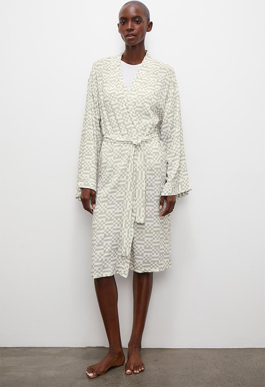 Superbalist - Long sleeve robe - off white & grey