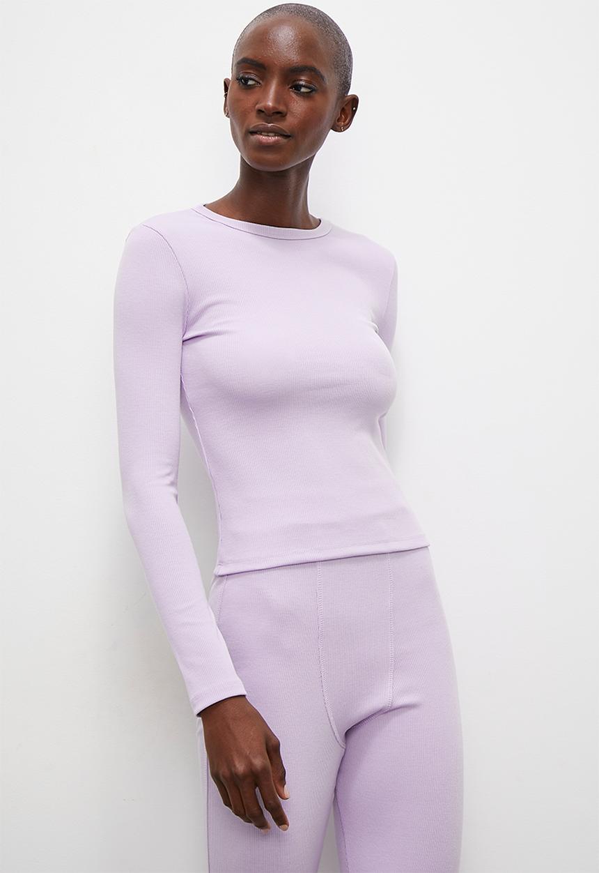 Superbalist - Long sleeve fitted rib tee - lilac