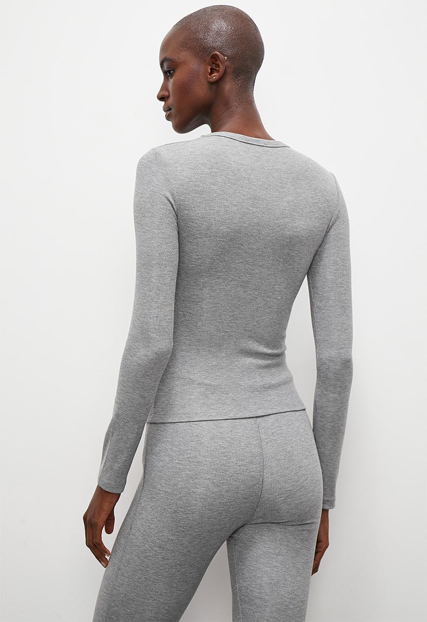 Superbalist - Long sleeve fitted rib tee - grey mel