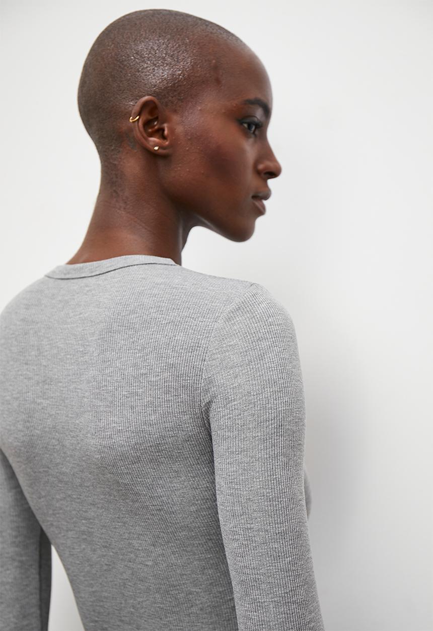 Superbalist - Long sleeve fitted rib tee - grey mel