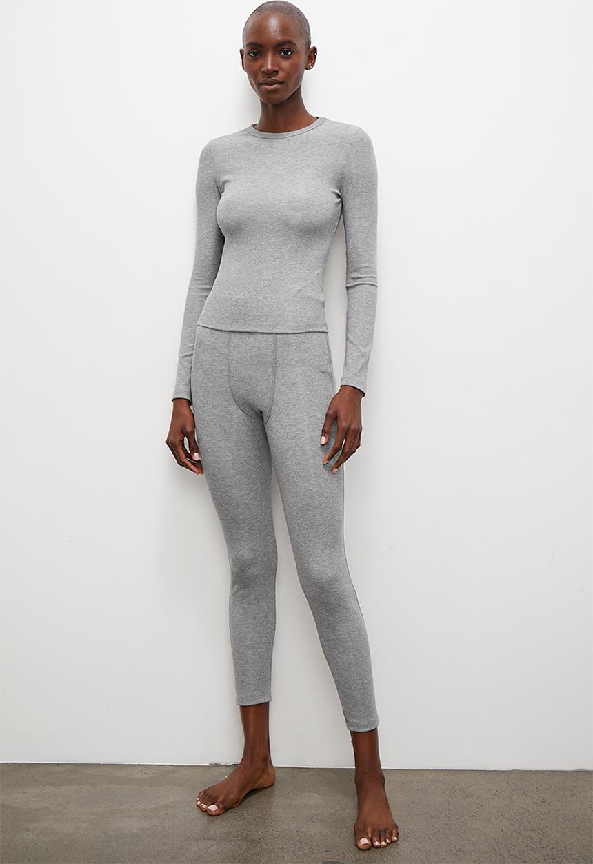 Superbalist - Long sleeve fitted rib tee - grey mel
