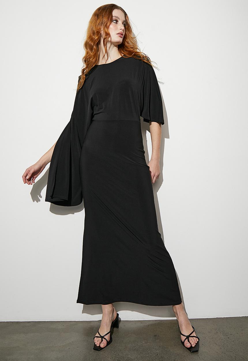 VELVET - Racer back slinky maxi dress - black