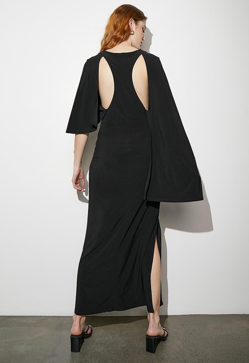 VELVET - Racer back slinky maxi dress - black